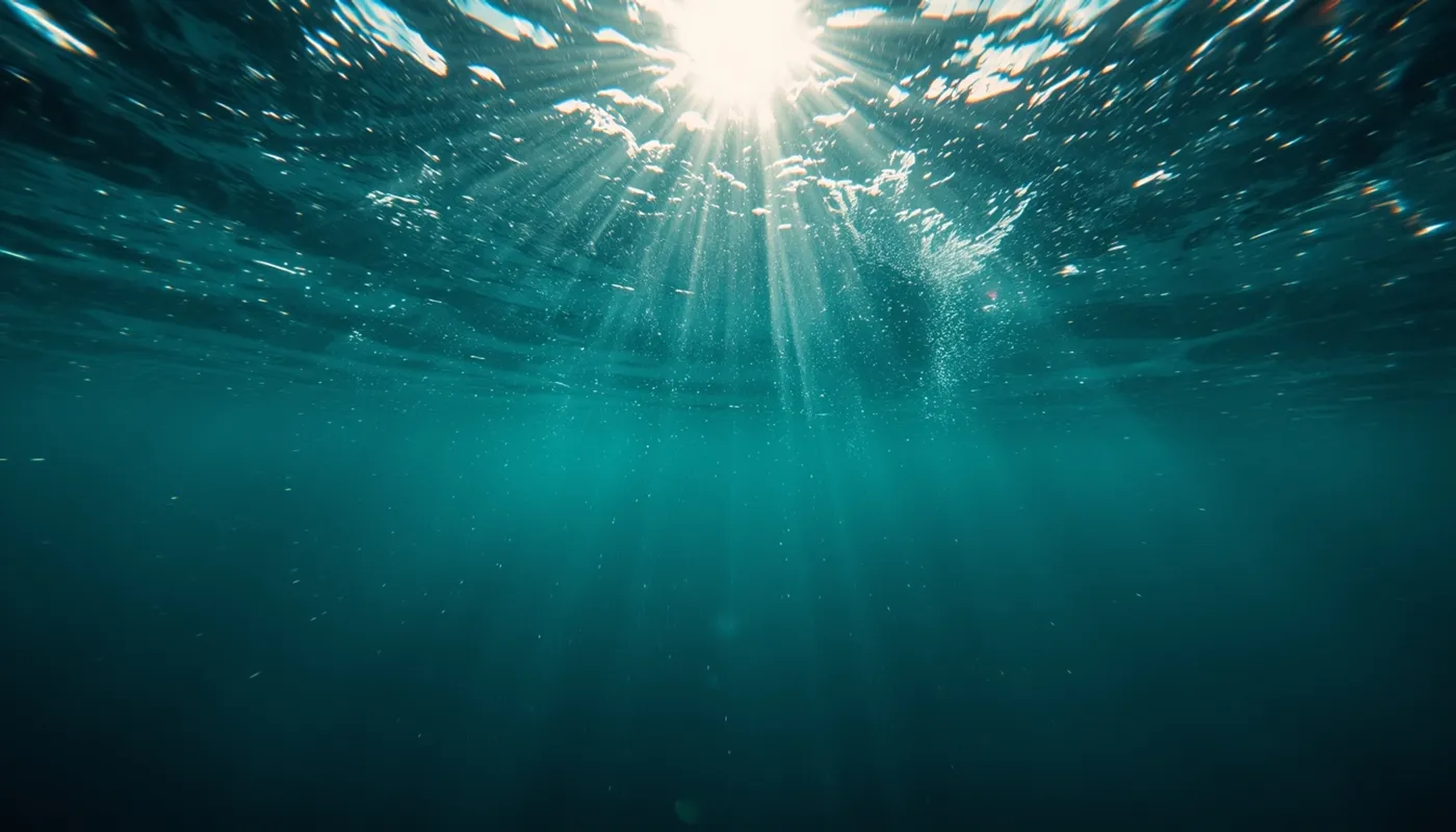 Sunlight streaming through ancient ocean water - the water within you is billions of years old