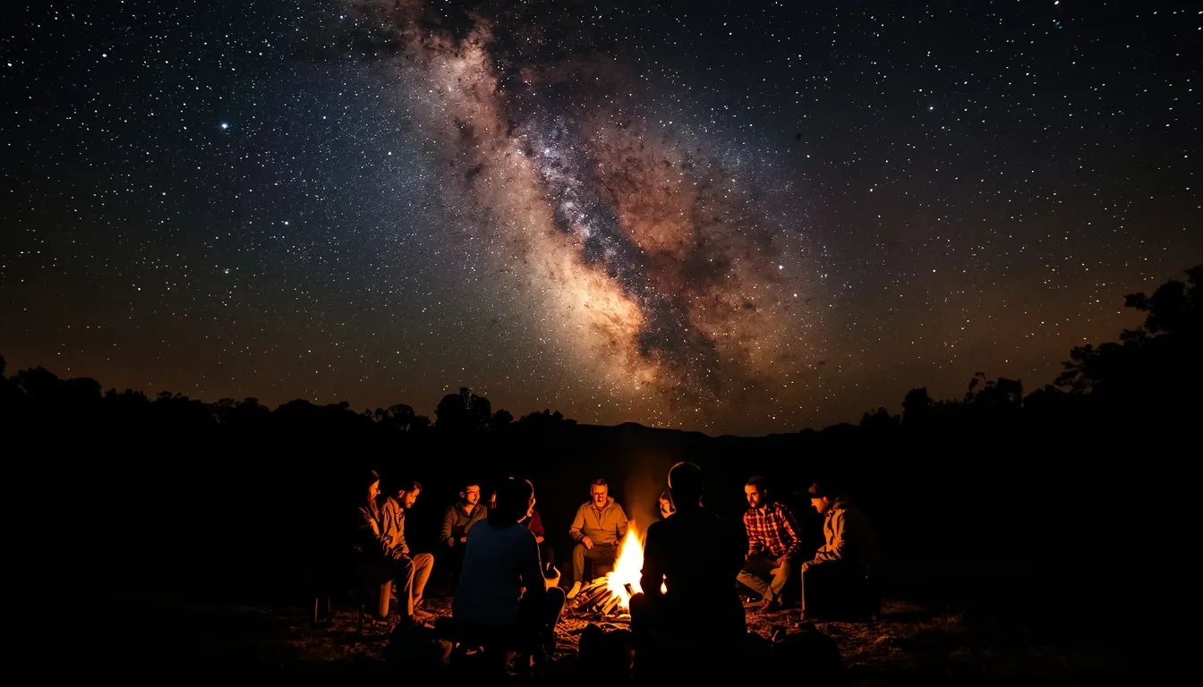 Community gathered under stars