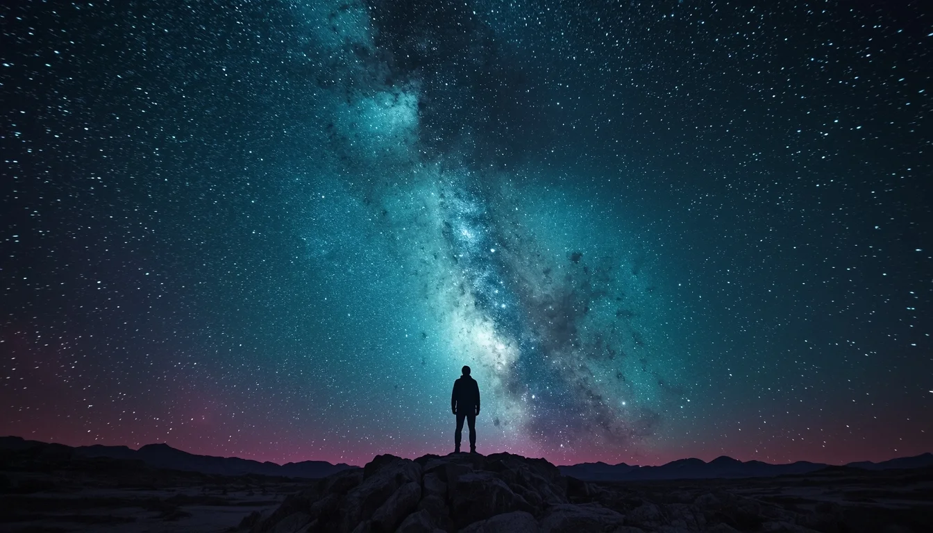 Person contemplating the cosmos