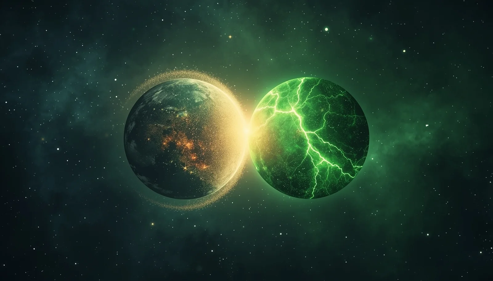 Two cosmic spheres gently touching in space - comparing worldviews and finding common ground