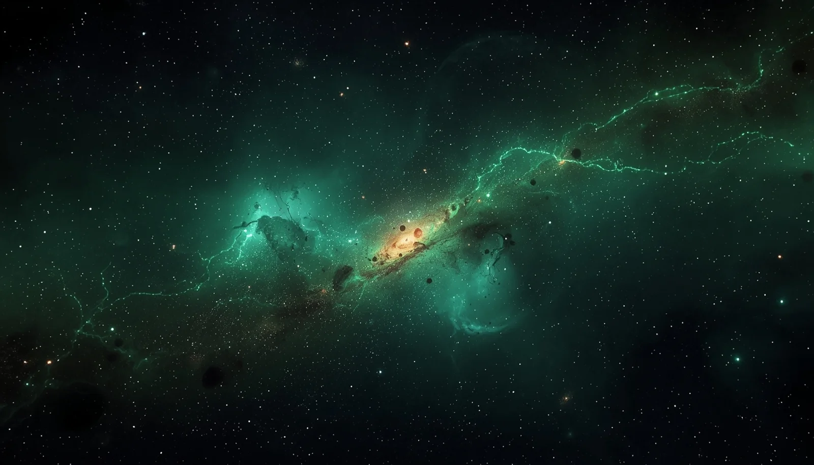 Emerald cosmic nebula with dark matter filaments - the unseen universe