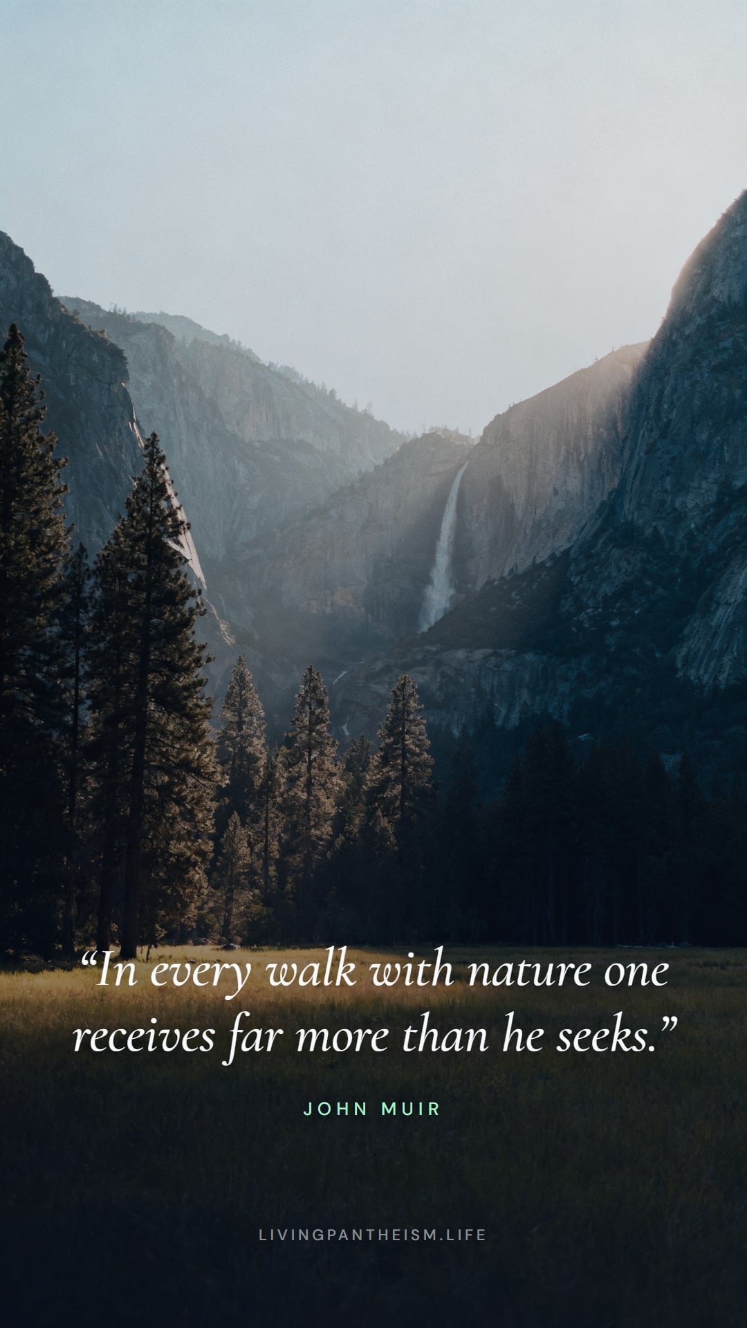 John Muir quote wallpaper: In every walk with nature, one receives far more than he seeks.