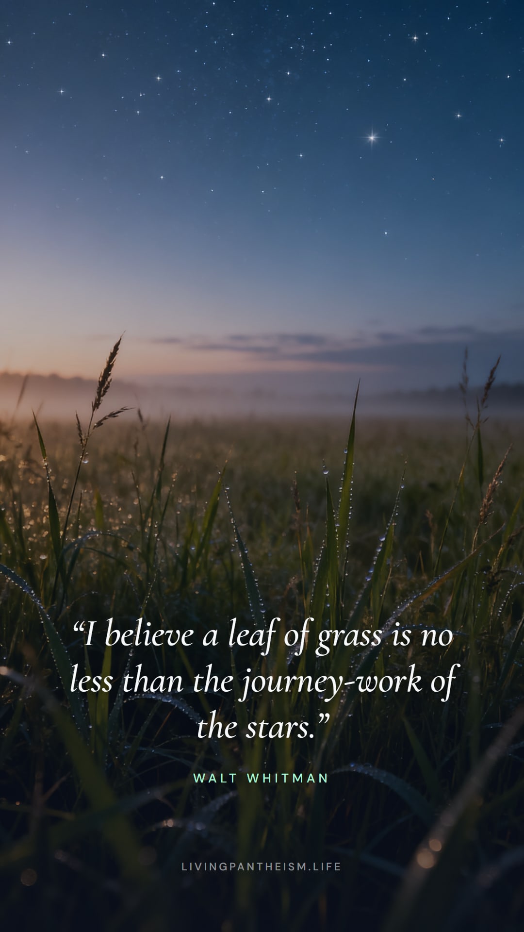 Walt Whitman quote wallpaper: I believe a leaf of grass is no less than the journey-work of the stars.